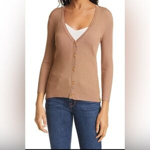 L'AGENCE Isabella V-Neck Cardigan Sweater